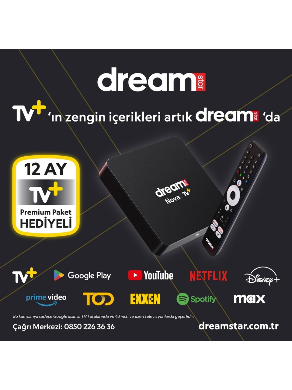Dreamstar Nova | TV+ (12 Ay Premium Üyelik Hediyeli) 4K Lisansli Android TV Box | 2GB Ram | 32GB Hafıza
