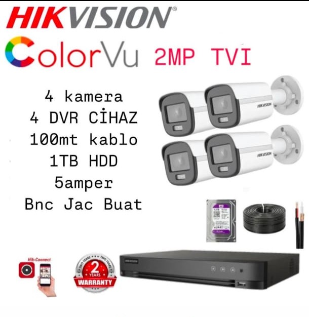 Hikvision Gece Renkli Ahd 4 LÜ Set